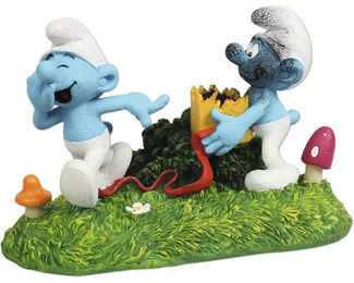 Aqua Della Aquariendekoration Schlümpfe Wald mit Witzboldschlumpf Action Figur für Fische – Bild 1 von 4