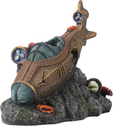 Aqua Della Aquariendekoration Steampunk versunkenes U-Boot aus Polyesterharz für Süß- und Salzwasser Größe S – Bild 1 von 2