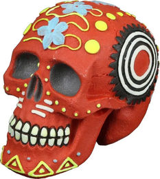Aqua Della Aquarium Dekoration Dia de los Muertos Roter Schädel Figur und Höhle – Bild 1 von 8