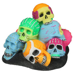 Aqua Della Aquarium Dekoration Dia de los Muertos Schädelhaufen Figur und Höhle mit Glow Effekt – Bild 1 von 8