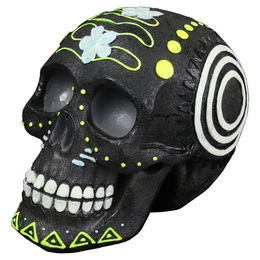 Aqua Della Aquarium Dekoration Dia de los Muertos Totenkopf Figur und Höhle schwarz bunt – Bild 1 von 8