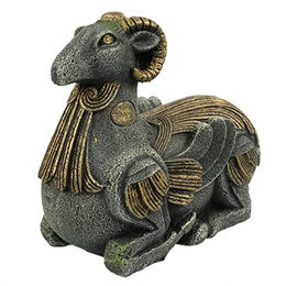 Aqua Della Aquarium Dekoration Zodiac Ziege Figur und Höhle Grau 12,5x6,2x11cm – Bild 1 von 3