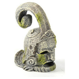Aqua Della Aquariumdekoration Aztekischer Helm Figur und Höhle aus Polyesterharz Grau 10x7x12cm – Bild 1 von 2