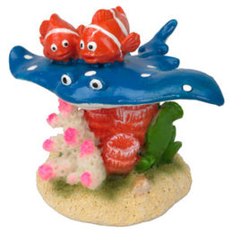 Produktbild von Aqua Della Aquariumdekoration Clownfisch mit Rochen Figur und Höhle für Zierfische