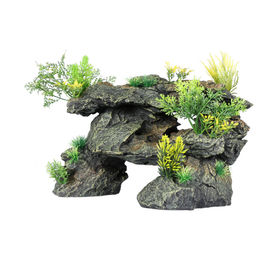 Aqua Della Aquariumdekoration Combofellas L Gestein mit Pflanzen aus grauem Polyesterharz 28,5 x 20,5 x 27,5 cm – Bild 1 von 4
