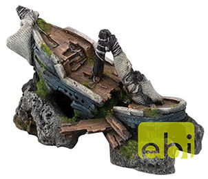 Aqua Della Aquariumdekoration Figur und Höhle Versunkenes Schiff Braun 20 x 10,5 x 12,5 cm – Bild 1 von 2