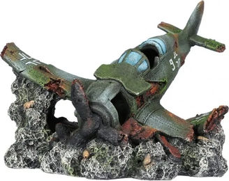 Aqua Della Aquariumdekoration Flugzeug Raven Figur und Höhle für Zierfische in Grün – Bild 1 von 11