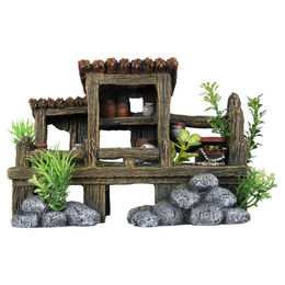 Aqua Della Aquariumdekoration Holzhütten Figur und Höhle Braun 18x5.5x12.5cm – Bild 1 von 3
