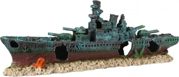 Aqua Della Aquariumdekoration Kriegsschiff Figur und Höhle bunt 47,5 x 9,5 x 17 cm – Bild 1 von 2