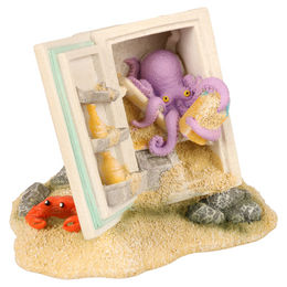Aqua Della Aquariumdekoration Leuchtender Oktopus Bunt Figur und Höhle 12x11x10 cm – Bild 1 von 4