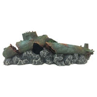 Produktbild von Aqua Della Aquariumdekoration Militär-U-Boot Figur und Höhle Grün Größe S für Fische