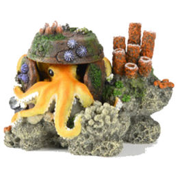 Produktbild von Aqua Della Aquariumdekoration Octopus mit Korallen Figur und Höhle bunt