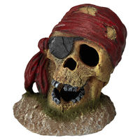 Produktbild von Aqua Della Aquariumdekoration Piraten-Totenkopf mit Augenklappe Figur und Höhle für Zierfische 7x7x8cm