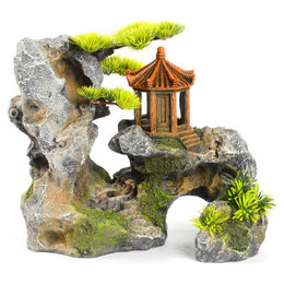 Produktbild von Aqua Della Aquariumdekoration Schrein auf Felsen aus Kunstharz Grau 23,7cm