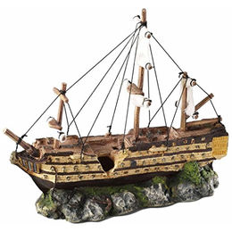 Produktbild von Aqua Della Aquariumdekoration Segelboot Figur und Höhle für Zierfische in Bunt und Braun