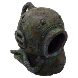 Produktbild von Aqua Della Aquariumdekoration Taucherhelm Figur und Höhle in Grau für Zierfische