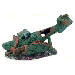 Produktbild von Aqua Della Aquariumdekoration Versunkenes Flugzeug Figur und Höhle für Fische Grün 32,5 x 21,5 x 18 cm