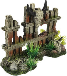 Aqua Della Aquariumdekoration Zaun mit Kuhschädel aus Polyesterharz für Süß- und Salzwasser – Bild 1 von 3