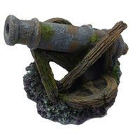 Produktbild von Aqua Della Aquariumdekoration Zerstörte Kanone Figur und Höhle für Zierfische Grau 16,5x12,5cm