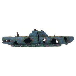 Aqua Della Aquariumdekoration Zerstörtes U-Boot Figur und Höhle für Zierfische Grau – Bild 1 von 3