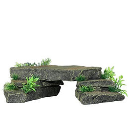 Aqua Della Schieferbrücke mit Pflanzen als Aquariumdekoration für Fische 36x21x9,5 cm in Grün und Grau – Bild 1 von 2