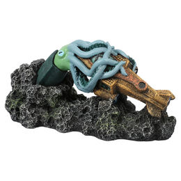Aqua Della Steampunk Krake Aquarium Dekoration Gold aus Polyesterharz für Süßwasser und Salzwasser Größe S – Bild 1 von 2