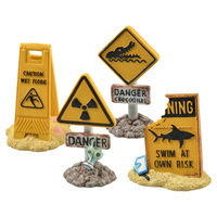 Produktbild von Aqua Della Warnschild Aquariumdekoration Figur und Höhle für Süßwasser und Meerwasser Gelb