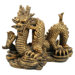 Aqua Della Zodiac Drache Aquarium Dekoration Figur und Höhle in Gold für Süßwasser und Salzwasser – Bild 1 von 4