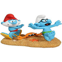 Produktbild von AquaDella Aquariendekoration Schlümpfe am Strand mit Papaschlumpf und Brillenschlumpf aus Polyesterharz für Süß- und Salzwasseraquarien