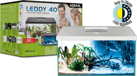 Aquael Aquarienset LEDDY Day&Night 40 2.0 LED-Aufsetzleuchte Weiß für 25 Liter Aquarien – Bild 1 von 5