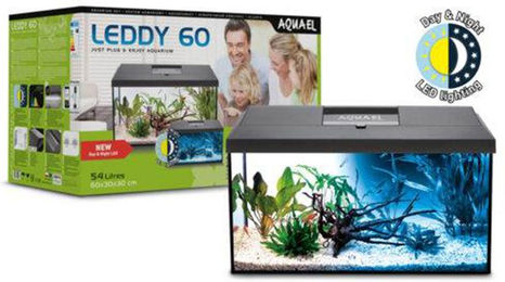 Aquael Aquarienset Leddy Day&Night 60 Schwarz 2.0 mit LED-Leiste für 54 Liter - 54 l – Bild 1 von 4