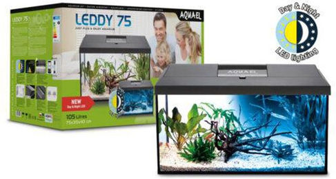 Aquael Aquarium Komplettset Leddy 75 mit LED Tag & Nacht 2.0 Schwarz 105 Liter – Bild 1 von 3