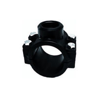 Produktbild von Aquaforte Anbohrsattel aus Kunststoff mit 63mm Durchmesser und 1 Zoll Innengewinde in Schwarz