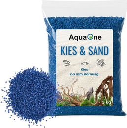 Aquaone Aquarienkies Blau 5 kg Blauer Quarzkies 2-3 mm Premium Bodengrund für Fische und Welse - 5 kg – Bild 1 von 11