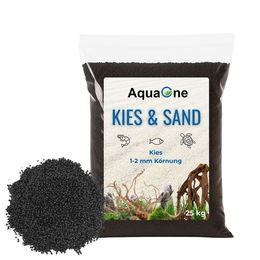 AquaOne Aquarium Kies Schwarz 1-2 mm Quarzkies Bodengrund für Fische und Welse 25 kg - 20 kg – Bild 1 von 13