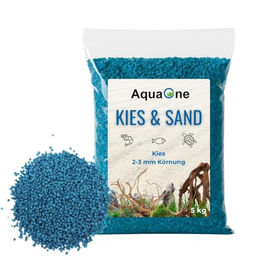 AquaOne Aquarium Kies Türkis 2-3mm 5 kg Bodengrund für Aquascaping und Fische - 5 kg – Bild 1 von 6