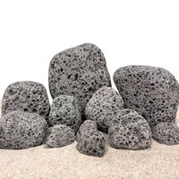 Produktbild von AquaOne Black Lava Pebbles Naturstein für Aquarium und Aquascaping Schwarz Grau Größe XL 20-30 cm