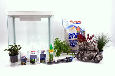 AquaOne HR-300 Nano Aquarium Komplettset in Weiß inklusive Filteranlage, Beleuchtung und Dekoration - 14 l – Bild 1 von 2