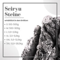 Produktbild von AquaOne Seiryu Natursteine für Aquarium Mini Landschaft Dekoration Grau 20kg