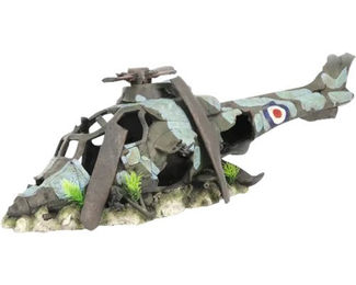 Aquatlantis Aquariumdekoration Hubschrauber Figur und Höhle Grau Größe L 74,5x22,5x25 cm – Bild 1 von 2