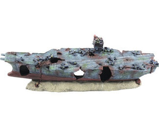 Aquatlantis Aquariumdekoration Schlachtschiff Flugzeugträger Figur und Höhle Grau 68x17,5x25 cm – Bild 1 von 2