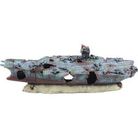 Produktbild von Aquatlantis Aquariumdekoration Schlachtschiff Flugzeugträger Figur und Höhle Grau 68x17,5x25 cm