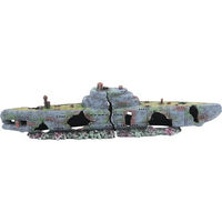 Produktbild von Aquatlantis Aquariumdekoration Tankschiff Figur und Höhle Grau 58x9,5x14,5 cm