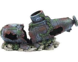 Aquatlantis Aquariumdekoration U-Boot Höhle Grau 29x8,5x14,5 cm – Bild 1 von 3