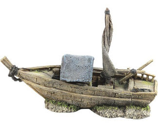 Aquatlantis Dekofigur Segelboot braun für das Aquarium – Bild 1 von 3