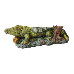 Produktbild von aquatlantis Krokodil Zierfigur und Höhle für Aquarien aus Kunstharz in Grün