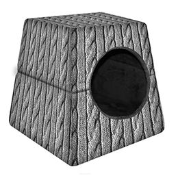 Arco Design 2-in-1 Katzenhöhle und Hundebett aus Plüsch in Grau Größe M – Bild 1 von 3