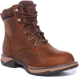 Ariat Anthem Round Toe Lacer H2O Schuhe aus Leder wasserdicht Distressed Brown – Bild 1 von 6
