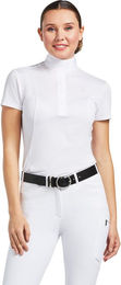 Ariat Aptos Reitshirt Damen Weiß Kurzarm Turniershirt aus Polyester Größe L – Bild 1 von 2