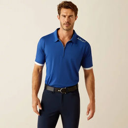 Ariat Bandera Reitshirt 1/4 Zip Polo für Herren Blau – Bild 1 von 10